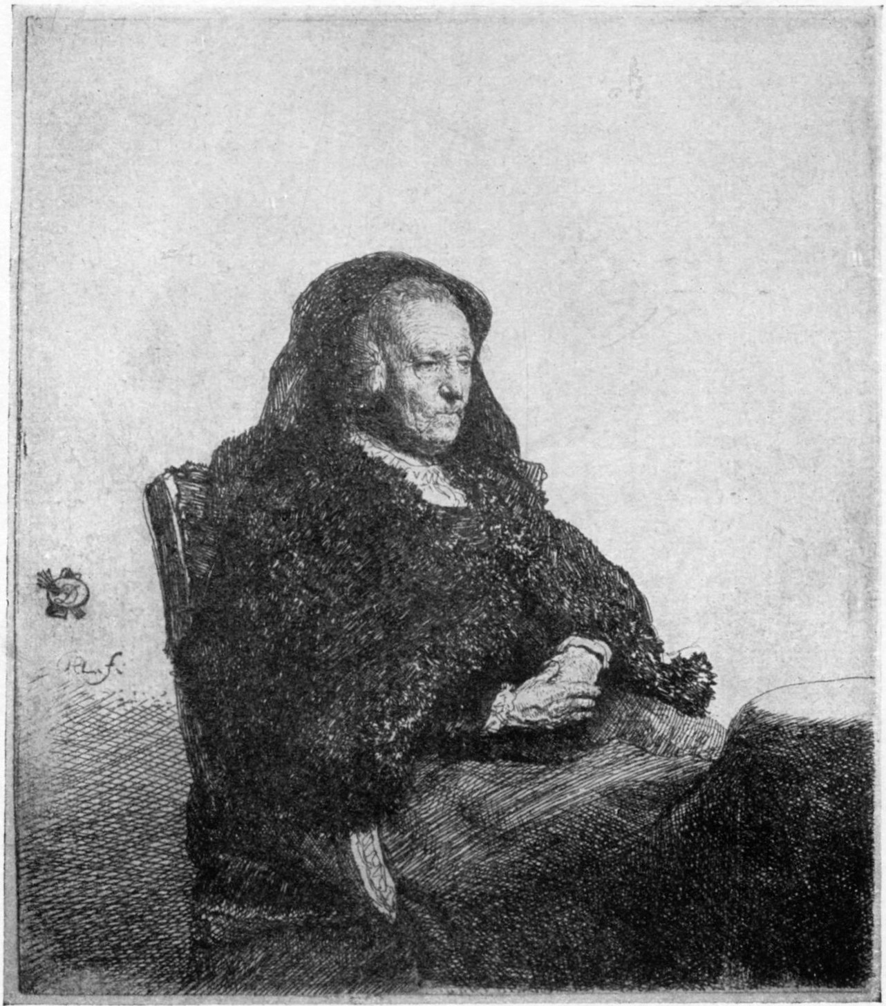 52, III. REMBRANDT'S MOTHER SEATED. (1631.) B. 343.