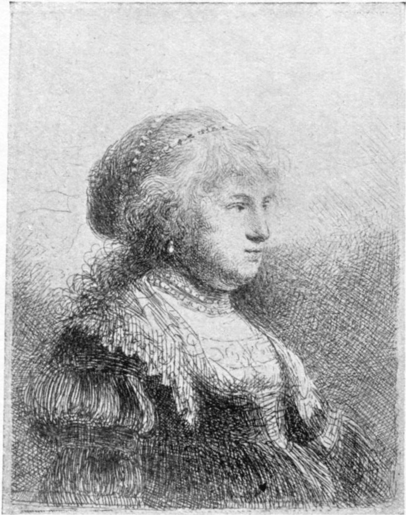 112. REMBRANDT'S WIFE, SASKIA, WITH PEARLS IN HER HAIR. 1634. B. 347