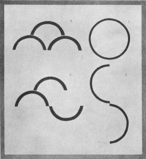 The Circle (1). Semi-Circle (2). Fish Scales (3). Moving Fish Scales (4). Plate XXVII.