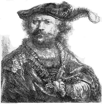 Abb. 95. Selbstbildnis Rembrandts mit dem Federbarett