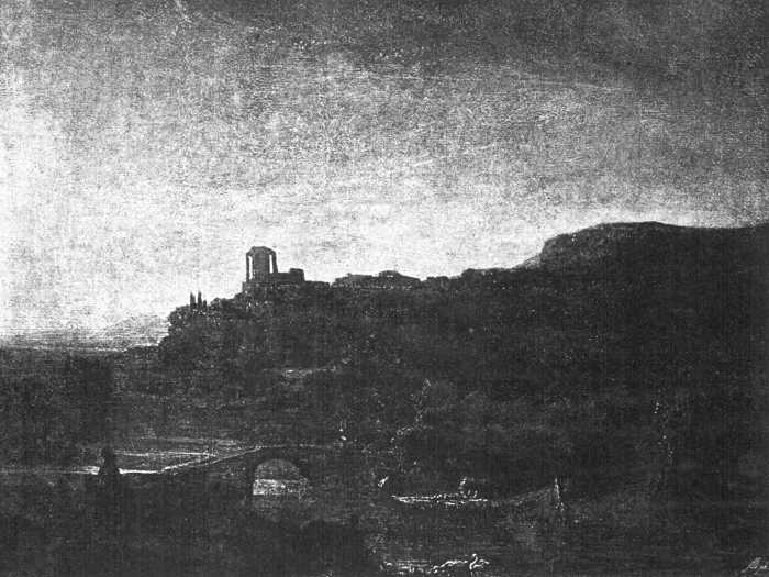 Abb. 130. Die große Landschaft mit den Ruinen auf dem Berge