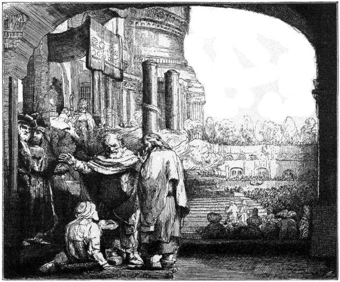 Abb. 156. Petrus und Johannes an der Schönen Thür des Tempels. (Heilung des Lahmgeborenen.)