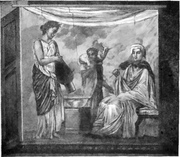 FIG. 15.—RITUAL SCENE, PALATINE WALL PAINTING. (FROM WOLTMANN AND WOERMANN.)