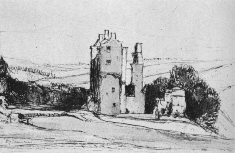 Mucherach Castle, Drawing in Pen and Wash. David Young Cameron, Scotch, 1865-