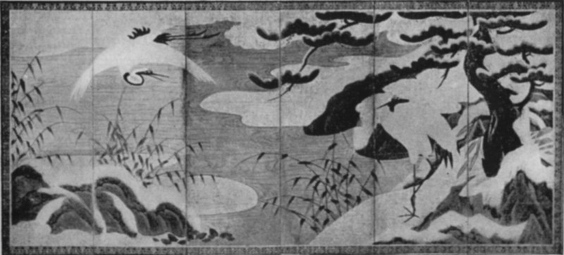 Winter, Six-fold Screen, by Yeitoku, 1543-1590