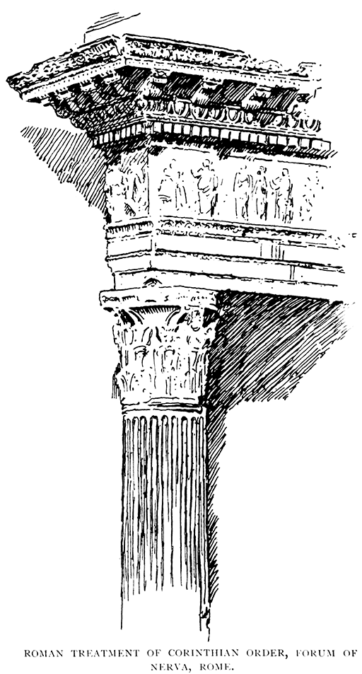 Roman Treatment of Corinthian Order, Forum of Nerva, Rome.