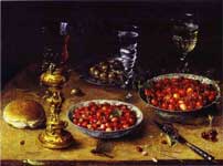 Still Life with Cherries and Strawberries in Porcelain Bowls